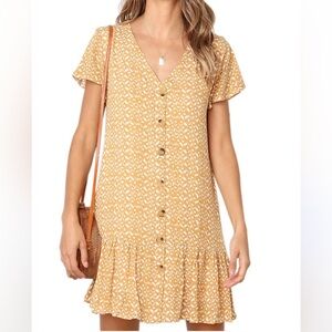 Shein Ikat Drop Waist Ruffle Tired Hem Dress